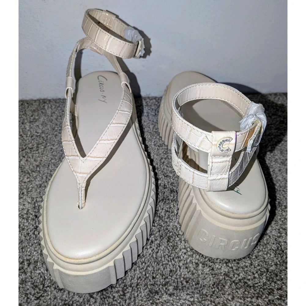 Circus NY Platform Sandals Ankle Strap‎ Thong Trendy Shoes Sz. 7 NEW READ